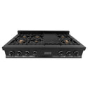 ZLINE 48" Porcelain Gas Stovetop in Black Stainless with 7 Gas Burners and Griddle (RTB-BR-48)
