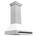 36 in. ZLINE Autograph Edition DuraSnow Stainless Steel Range Hood with White Matte Shell and Accented Handle (8654SNZ-WM36)