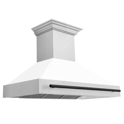 48 in. ZLINE Autograph Edition DuraSnow Stainless Steel Range Hood with White Matte Shell and Accented Handle (8654SNZ-WM48)