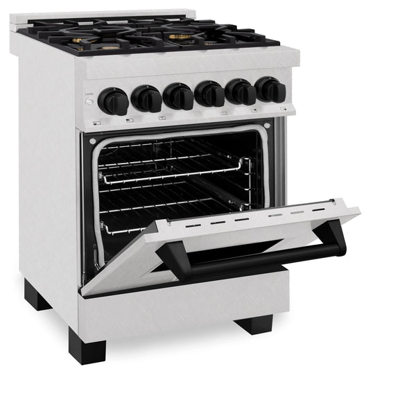 ZLINE Autograph Edition 24 in. 2.8 cu. ft. Dual Fuel Range with Gas Stove and Electric Oven in DuraSnow Stainless Steel with Accents (RASZ-SN-24)