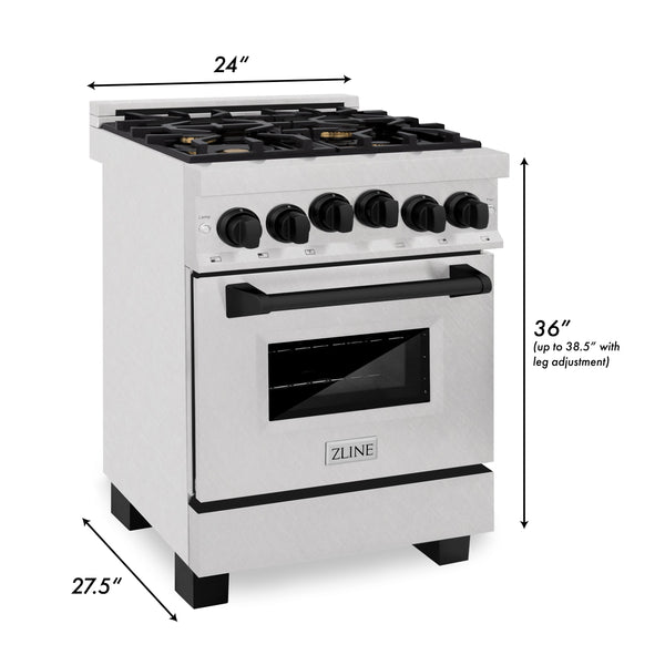 ZLINE Autograph Edition 24" 2.8 cu. ft. Range with Gas Stove and Gas Oven in DuraSnow Stainless Steel with Champagne Bronze Accents (RGSZ-SN-24)