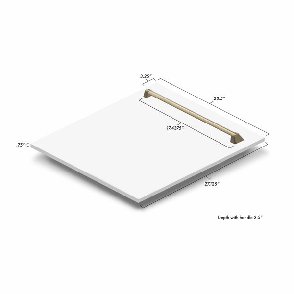 ZLINE 24 in. Autograph Edition Tallac Dishwasher Panel in White Matte with Accented Handle (DPVZ-WM-24)