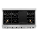 ZLINE 48 in. 6.0 cu. ft. Electric Oven and Gas Cooktop Dual Fuel Range with Griddle and Brass Burners in Stainless Steel (RA-BR-GR-48)