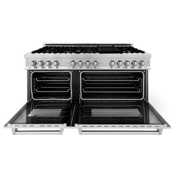 ZLINE 60 in. 7.4 cu. ft. Legacy Dual Fuel Range with 9 Burner Gas Cooktop and 2 Electric Convection Ovens in Stainless Steel with Griddle (RA-GR-60)