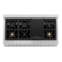 ZLINE 48 in. 6.0 cu. ft. Electric Oven and Gas Cooktop Dual Fuel Range with Griddle and Brass Burners in Fingerprint Resistant Stainless (RAS-SN-BR-GR-48)