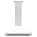 ZLINE 36 in. Autograph Edition Convertible Fingerprint Resistant DuraSnow® Stainless Steel Range Hood with White Matte Shell and Champagne Bronze Handle (KB4SNZ-WM36-CB)