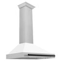 ZLINE 36 in. Autograph Edition Convertible Fingerprint Resistant DuraSnow® Stainless Steel Range Hood with White Matte Shell and Champagne Bronze Handle (KB4SNZ-WM36-CB)