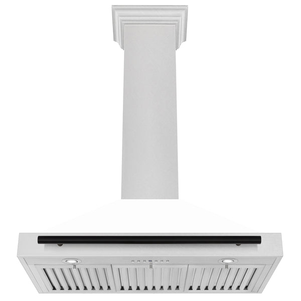 ZLINE 36 in. Autograph Edition in DuraSnow Stainless Steel Range Hood with White Matte Shell and Accented Handle (KB4SNZ-WM36)