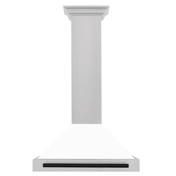 ZLINE 30 in. Autograph Edition DuraSnow Stainless Steel Range Hood with White Matte Shell and Accented Handle (KB4SNZ-WM30)