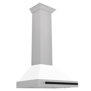 Buy matte-black-accents ZLINE 30 in. Autograph Edition DuraSnow Stainless Steel Range Hood with White Matte Shell and Accented Handle (KB4SNZ-WM30)