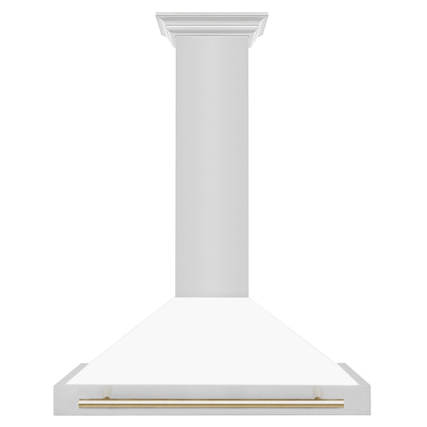 ZLINE 36 in. Autograph Edition Stainless Steel Range Hood with White Matte Shell and Accents (KB4STZ-WM36)