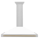 ZLINE 48 in. Autograph Edition DuraSnow Stainless Steel Range Hood with White Matte Shell and Accented Handles (KB4SNZ-WM48)