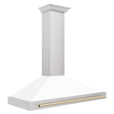 ZLINE 48 in. Autograph Edition Convertible Stainless Steel Range Hood with White Matte Shell and Champagne Bronze Accents (KB4STZ-WM48-CB)