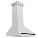 36 in. ZLINE Autograph Edition DuraSnow Stainless Steel Range Hood with Stainless Steel Shell and Colored Handle (8654SNZ-36)