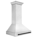 36 in. ZLINE Autograph Edition DuraSnow Stainless Steel Range Hood with Stainless Steel Shell and Colored Handle (8654SNZ-36)
