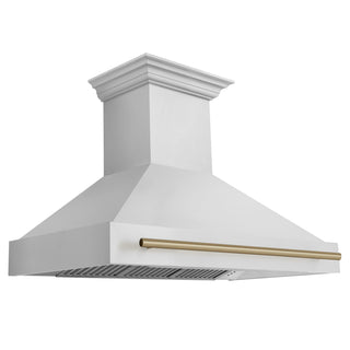 Buy champagne-bronze ZLINE 48 in. Autograph Edition Stainless Steel Range Hood with Stainless Steel Shell and Accented Handle (8654STZ-48)