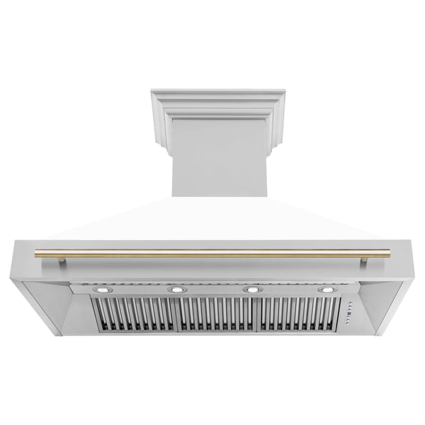 ZLINE 48 in. Autograph Edition Stainless Steel Range Hood with White Matte Shell and Handle (8654STZ-WM48)