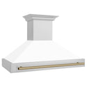 ZLINE 48 in. Autograph Edition Stainless Steel Range Hood with White Matte Shell and Handle (8654STZ-WM48)