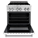ZLINE 30 in. 4.0 cu. ft. Electric Oven and Gas Cooktop Dual Fuel Range with Griddle and White Matte Door in Stainless Steel (RA-WM-GR-30)