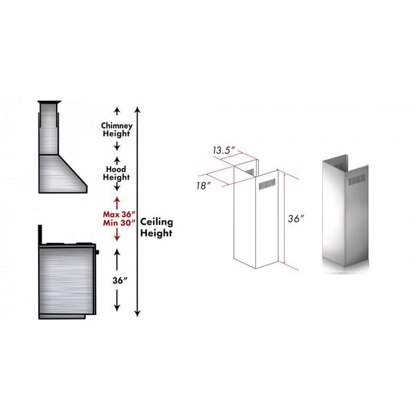 ZLINE 1-36" Chimney Extension for 9 ft. to 10 ft. Ceilings (1PCEXT-687-304) - Rustic Kitchen & Bath - Range Hood Accessories - ZLINE Kitchen and Bath