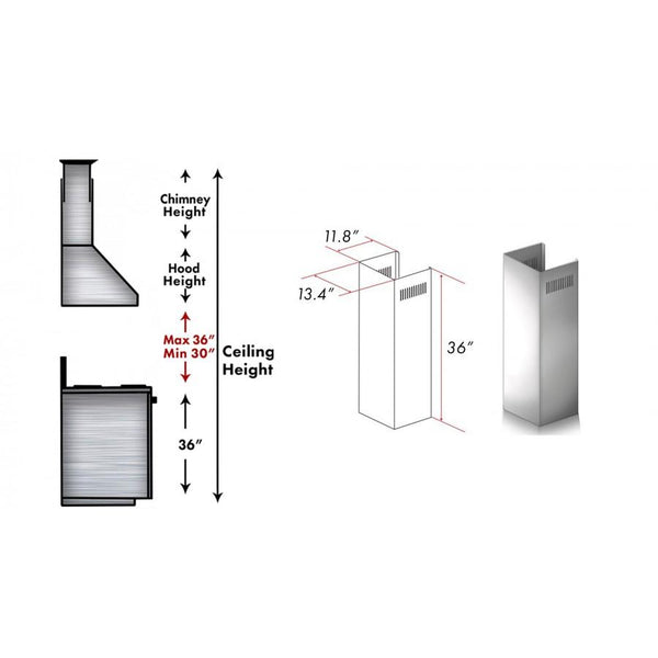 ZLINE 1-36" Chimney Extension for 9 ft. to 10 ft. Ceilings (1PCEXT-9667/9697) - Rustic Kitchen & Bath - Range Hood Accessories - ZLINE Kitchen and Bath