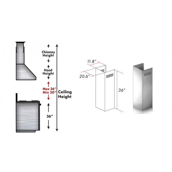 ZLINE 1-36" Chimney Extension for 9 ft. to 10 ft. Ceilings (1PCEXT-KECOM) - Rustic Kitchen & Bath - Range Hood Accessories - ZLINE Kitchen and Bath