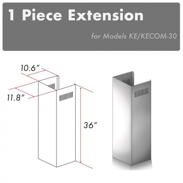 ZLINE 1-36" Chimney Extension for 9 ft. to 10 ft. Ceilings (1PCEXT-KE/KECOM-30) - Rustic Kitchen & Bath - Range Hood Accessories - ZLINE Kitchen and Bath