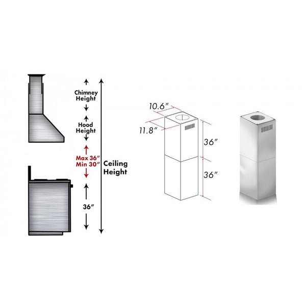 ZLINE 2-36" Chimney Extensions for 10 ft. to 12 ft. Ceilings (2PCEXT-597-304) - Rustic Kitchen & Bath - Range Hood Accessories - ZLINE Kitchen and Bath