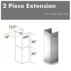 ZLINE 2-36" Chimney Extensions for 10 ft. to 12 ft. Ceilings (2PCEXT-687-304) - Rustic Kitchen & Bath - Range Hood Accessories - ZLINE Kitchen and Bath