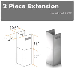 ZLINE 2-36" Chimney Extensions for 10 ft. to 12 ft. Ceilings (2PCEXT-9597) - Rustic Kitchen & Bath - Range Hood Accessories - ZLINE Kitchen and Bath