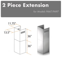 ZLINE 2-36" Chimney Extensions for 10 ft. to 12 ft. Ceilings (2PCEXT-9667/9697) - Rustic Kitchen & Bath - Range Hood Accessories - ZLINE Kitchen and Bath