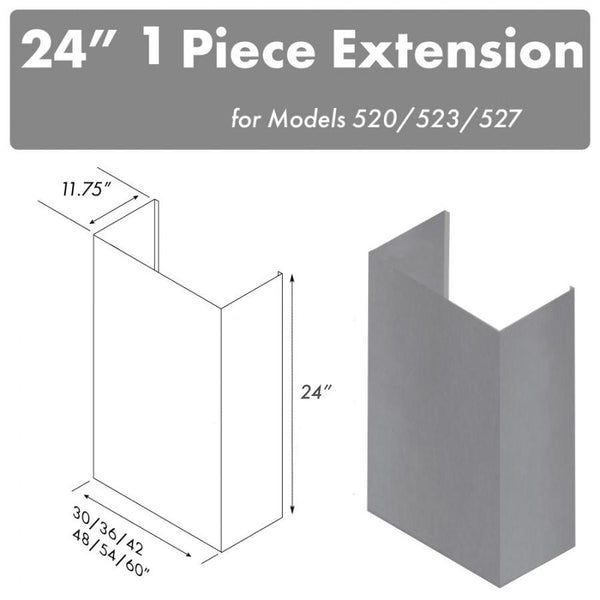 ZLINE 24" Chimney for 48" Under Cabinet Hoods (520/523/527-48-2FTEXT) - Rustic Kitchen & Bath - Range Hood Accessories - ZLINE Kitchen and Bath