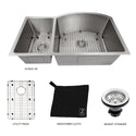 ZLINE 33" Aspen Undermount Double Bowl Kitchen Sink with Bottom Grid (SC30D) - Rustic Kitchen & Bath - Sinks - ZLINE Kitchen and Bath