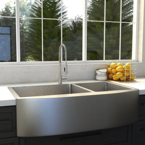 ZLINE 36" Farmhouse Series Double Bowl Apron Sink (SA50D) - Rustic Kitchen & Bath - Sinks - ZLINE Kitchen and Bath