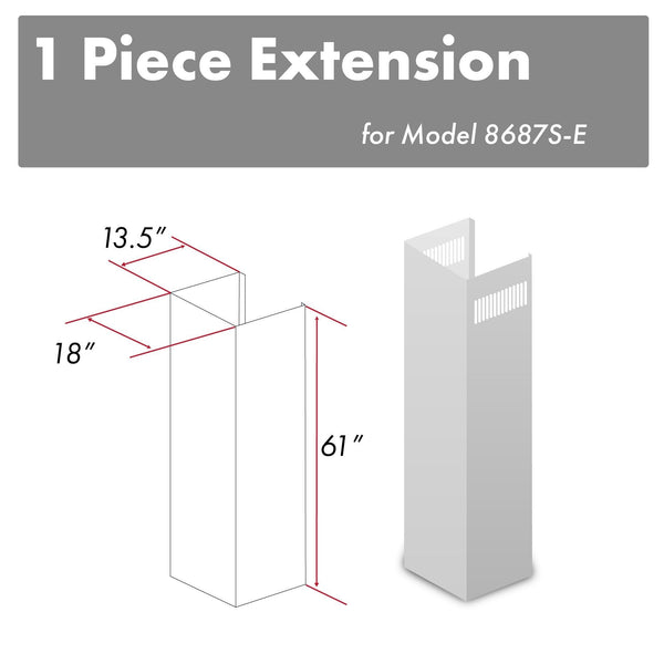 ZLINE 61" DuraSnow® Stainless Steel Chimney Extension for Ceilings up to 12.5 ft. (8687S-E) - Rustic Kitchen & Bath - Range Hood Accessories - ZLINE Kitchen and Bath