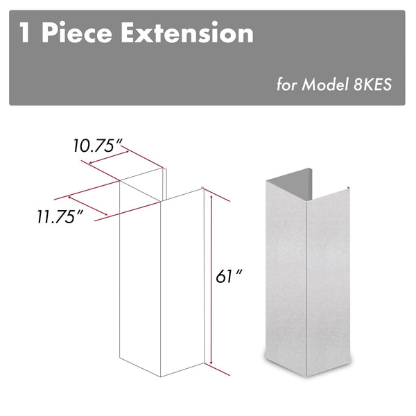 ZLINE 61" DuraSnow® Stainless Steel Chimney Extension for Ceilings up to 12.5 ft. (8KES-E) - Rustic Kitchen & Bath - Range Hood Accessories - ZLINE Kitchen and Bath