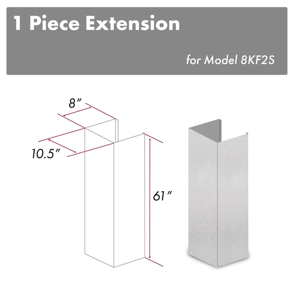 ZLINE 61" DuraSnow Stainless Steel Chimney Extension for Ceilings up to 12.5 ft. (8KF2S-E) - Rustic Kitchen & Bath - Range Hood Accessories - ZLINE Kitchen and Bath