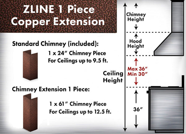 ZLINE 61" Extended Chimney and Crown (8KBE-E) - Rustic Kitchen & Bath - Range Hood Accessories - ZLINE Kitchen and Bath