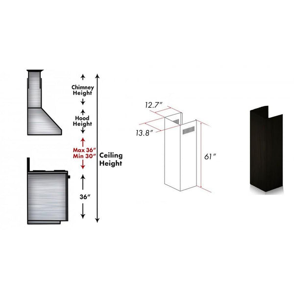 ZLINE 61" Wooden Chimney Extension for Ceilings up to 12.5 ft. (321CC-E) - Rustic Kitchen & Bath - Range Hood Accessories - ZLINE Kitchen and Bath