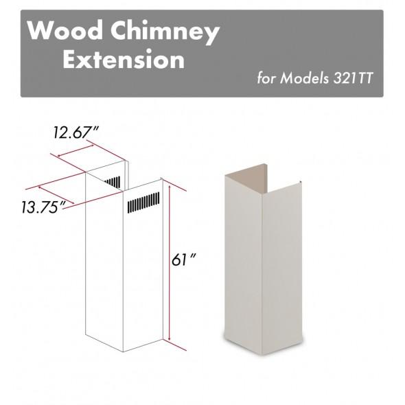 ZLINE Kitchen and Bath, ZLINE 61" Wooden Chimney Extension for Ceilings up to 12.5 ft. (321TT-E), 321TT-E,