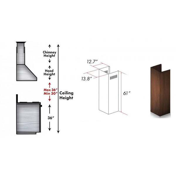 ZLINE Kitchen and Bath, ZLINE 61" Wooden Chimney Extension for Ceilings up to 12.5 ft. (329WH-E), 329WH-E,