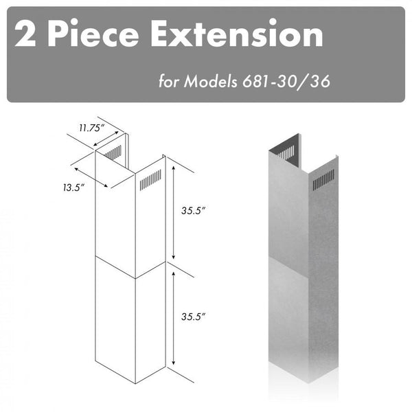 ZLINE 71" Extended Chimney (2PCEXT-681-30/36) - Rustic Kitchen & Bath - Range Hood Accessories - ZLINE Kitchen and Bath