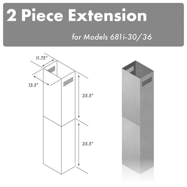 ZLINE 71" Extended Chimney (2PCEXT-681i-30/36) - Rustic Kitchen & Bath - Range Hood Accessories - ZLINE Kitchen and Bath