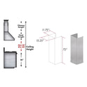 ZLINE Kitchen and Bath, ZLINE 72" DuraSnow Stainless Steel Extended Chimney and Crown (8654-E), 8654-E,