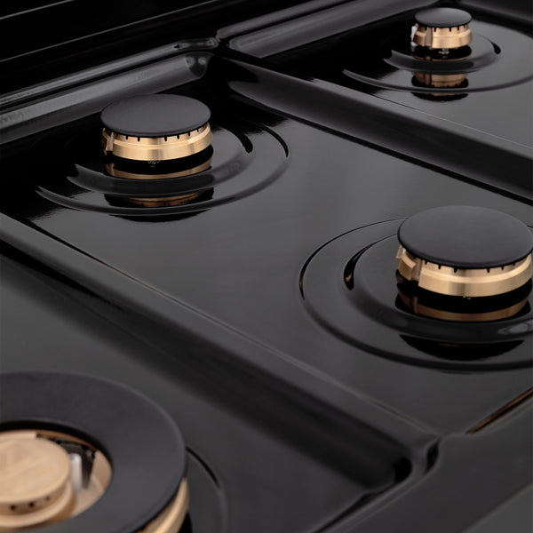 ZLINE 36" Porcelain Gas Stovetop in Black Stainless Steel with 6 Gas Brass Burners (RTB-36)