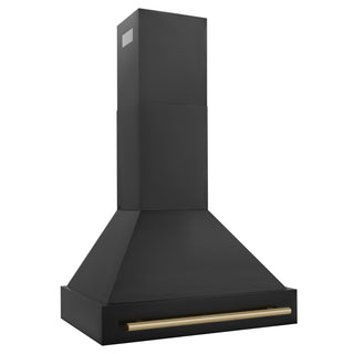 Buy champagne-bronze ZLINE 30 in. Autograph Edition Black Stainless Steel Range Hood with Accent Handle (BS655Z-30)
