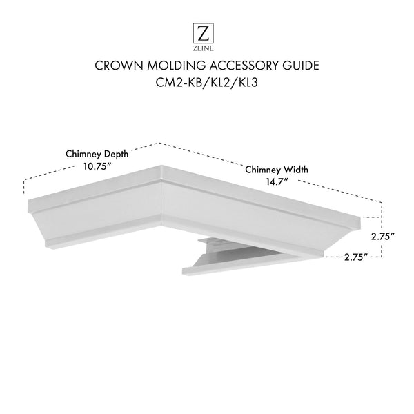 ZLINE Crown Molding #2 For Wall Range Hoods (CM2-KB/KL2/KL3) - Rustic Kitchen & Bath - Range Hood Accessories - ZLINE Kitchen and Bath