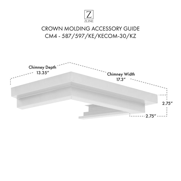 ZLINE Crown Molding #4 For Wall Range Hood (CM4-587/597/KE/KECOM-30/KZ) - Rustic Kitchen & Bath - Range Hood Accessories - ZLINE Kitchen and Bath