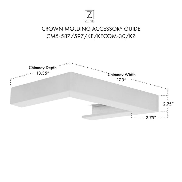 ZLINE Crown Molding #5 For Wall Range Hood (CM5-587/597/KE/KECOM-30/KZ) - Rustic Kitchen & Bath - Range Hood Accessories - ZLINE Kitchen and Bath