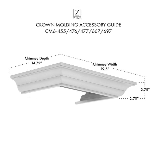 ZLINE Crown Molding 6 For 455/476/477/667/697 Wall Range Hood Stainless Steel (CM6-455/476/477/667/697) - Rustic Kitchen & Bath - Range Hood Accessories - ZLINE Kitchen and Bath